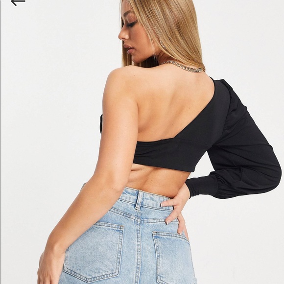 One shoulder tie front crop top - Picture 4 of 4